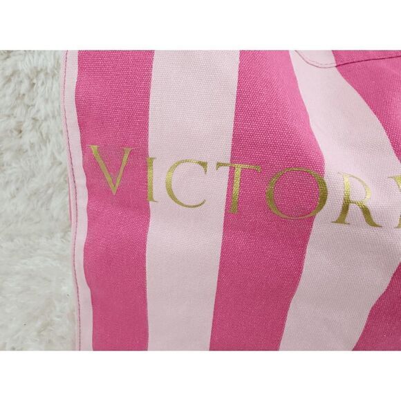 NWT Victoria's Secret Tote Bag Striped Signature Canvass NWT - Picture 4 of 5